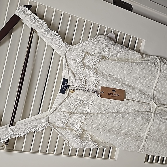 Sperry Pants - Eyelet Lace Cotton Blend Sperry Romper